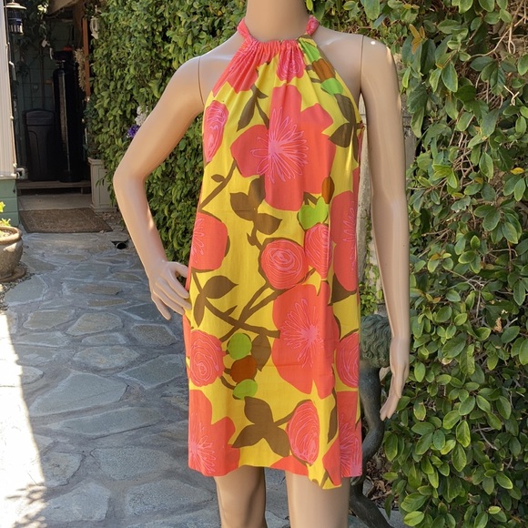 Trina Turk Floral Halter Cotton Dress - Picture 1 of 11
